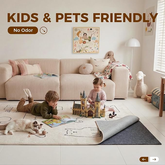 Rug Pad 8 x 10 Ft Non-Slip, Felt and Natural Rubber Backing, 1/4" Thick - Image 3