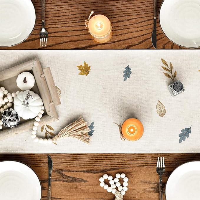 Artoid Mode 210 GSM Fall Table Runner 13x90 Inch Home Party Decor | Blue - Image 4