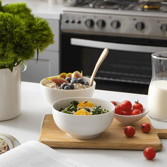 DOWAN 22 OZ White Ceramic Bowls Set of 4 - Image 6