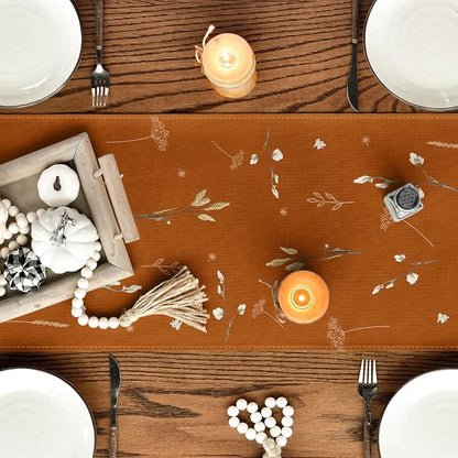 Artoid Mode 210 GSM Fall Table Runner 13x72 Inch Home Party Decor | Orange - Image 7