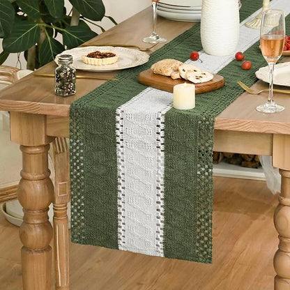 Artoid Mode Army Green Farmhouse Woven Table Runner 12x90 Inch | Seasonal - Image 3
