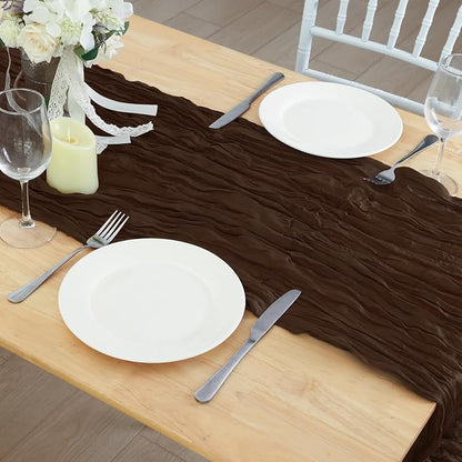 1 Pack Brown Cheesecloth Table Runner 120 Inch Boho Wedding Decor | Cheesecloth - Image 7