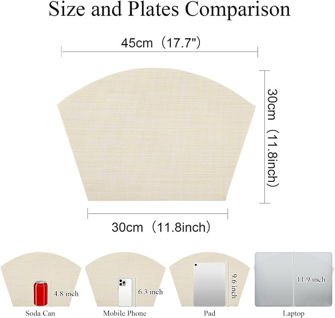 SHACOS Wedge Placemats Set of 4 Woven Vinyl Small Round Table Placemats Wipe - Image 3