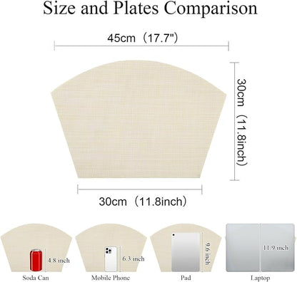 SHACOS Wedge Placemats Set of 4 Woven Vinyl Small Round Table Placemats Wipe - Image 3