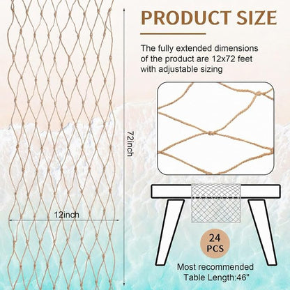 SATINIOR 24 Pcs 12 x 72'' Fishing Net Table Runner Party Decoration, Linen | - Image 2