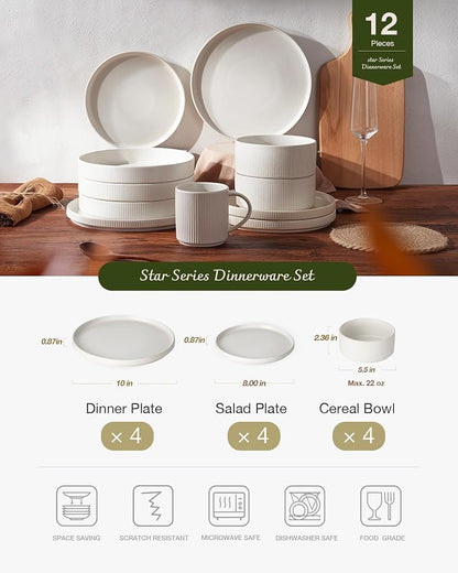 Famiware Star Stoneware Dinnerware Set, Reactive Glaze Plates & Bowls - Image 8