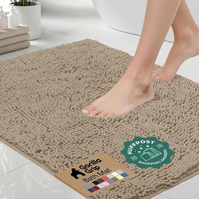 GORILLA GRIP Bath Rug Mat 44x26, Thick Absorbent Chenille, Quick Dry Microfiber by Unknown