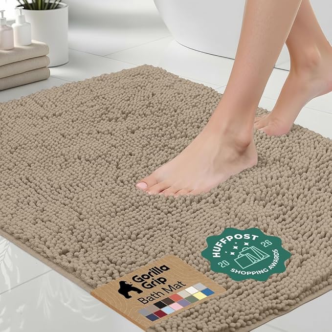 GORILLA GRIP Bath Rug Mat 60x17, Thick Absorbent Chenille, Quick Dry Microfiber by Unknown