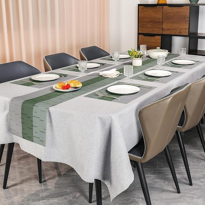 Table Runner 71 Inches Long, Vinyl Woven Farmhouse Table Runners | Washable - Image 6