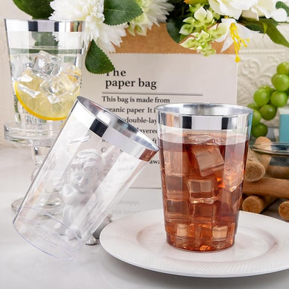 IOOOOO 50 Pack 12 oz Silver Plastic Cups, Party Wine Glasses Disposable - Image 4