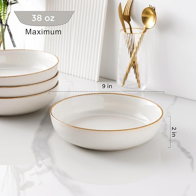 GBHOME 8.75'' Large Ceramic Pasta Bowls, 38oz Stoneware Pasta Serving Bowls Set - Image 2