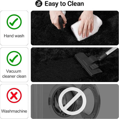 qulint 3x5 Rug for Bedroom, Fluffy Soft Black Rug for Living Room, Fuzzy Plush - Image 4