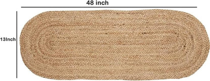 Pack of 1 Handwoven Oval Jute Braided Table Runner 13 x 48 Inch, 100% Natural - Image 2