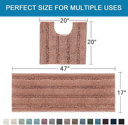 H.VERSAILTEX Bathroom Rugs Bath Rug Set 2 Piece Bathroom Contour Rug Toilet Mat - Image 2