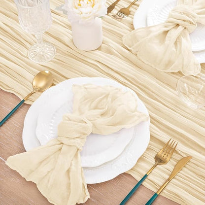 8 Pack Beige Cheesecloth Table Runner 10ft Boho Rustic Gauze Runner | - Image 6