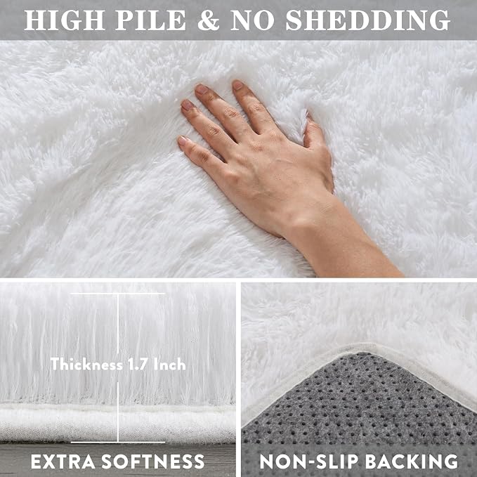 Fluffy Rugs for Bedroom Living Room, 4x6 Feet Indoor Modern Shaggy Area Rugs - Image 5