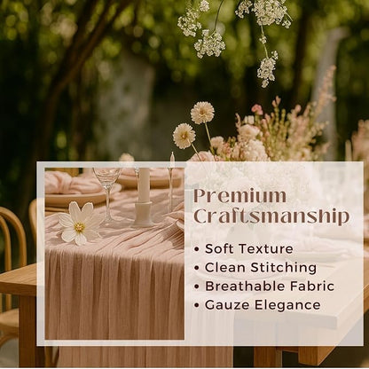 10FT Dusty Pink Cheesecloth Table Runner – 120 Inch Blush Gauze Table Decor - Image 3