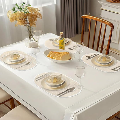 Beige Placemats Set of 4, 12x18 Inch Oval Washable Place Mats Easy to Clean - Image 6