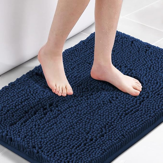 H.VERSAILTEX Navy Blue Bath Rug, Bath Mat Non Slip Bath Mats by HVERSAILTEX