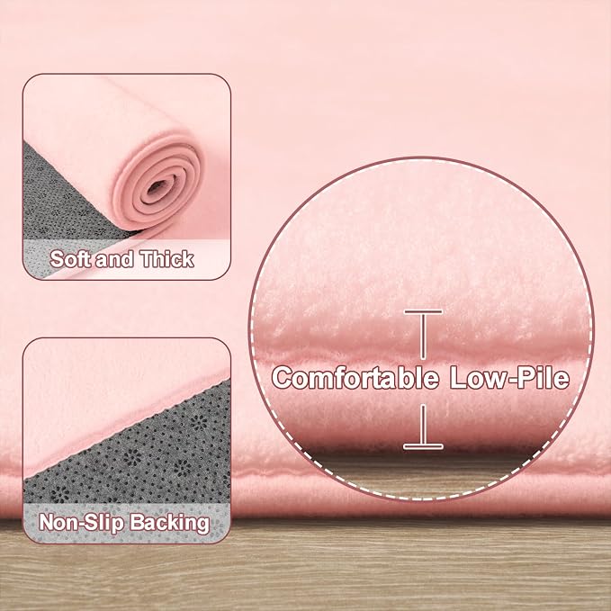 Amearea 5x5 Square Area Rugs for Bedroom Living Room, Modern Pink Thickened - Image 3