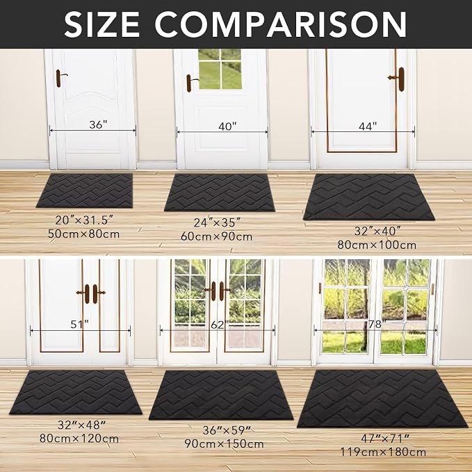 hicorfe Indoor Door Mat, Non Slip Door Mats, Absorbent Resist Dirt Entrance - Image 3