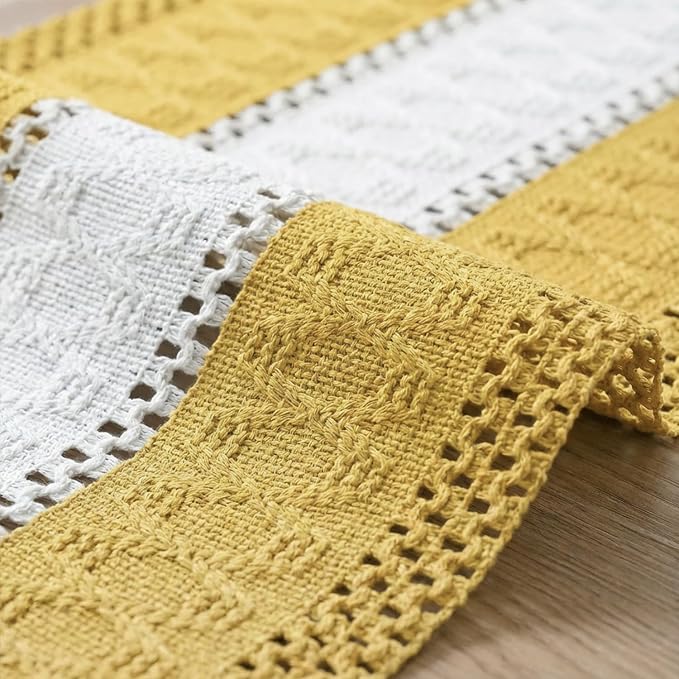 Artoid Mode Yellow Farmhouse Woven Table Runner 12x48 Inch | Holiday Rustic - Image 6