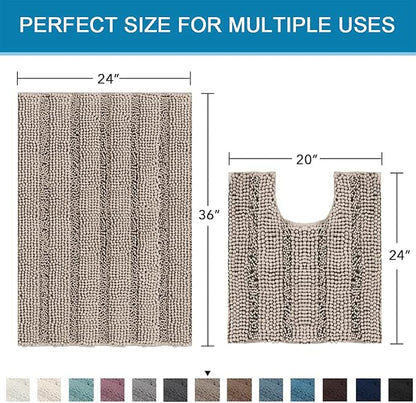 H.VERSAILTEX Bathroom Rugs Bath Rug Set 2 Piece Bathroom Contour Rug Toilet Mat - Image 2