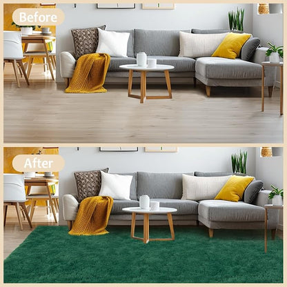 Mugorn 6 x 9 Rugs for Living Room, Large Fluffy Dark Green Area Rugs for Bedroom - Image 7