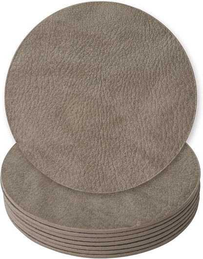 Set of 8 Morgan Faux Leather 4 Inch Round Coasters, Heat & Water Absorbent - Image 3