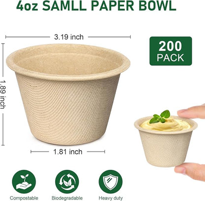 4 oz Small Disposable Bowls, 200 Pack Mini Paper Bowls | Eco-friendly - Image 7