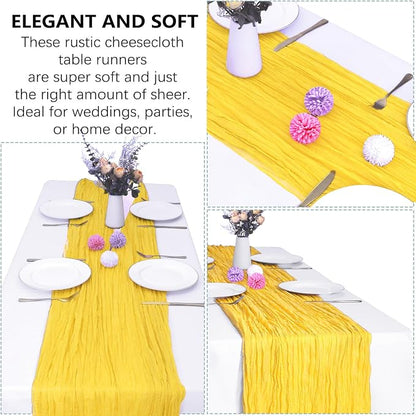6 Pack Yellow Cheesecloth Table Runner 35 x 120 Inch | Boho Gauze Fabric - Image 5