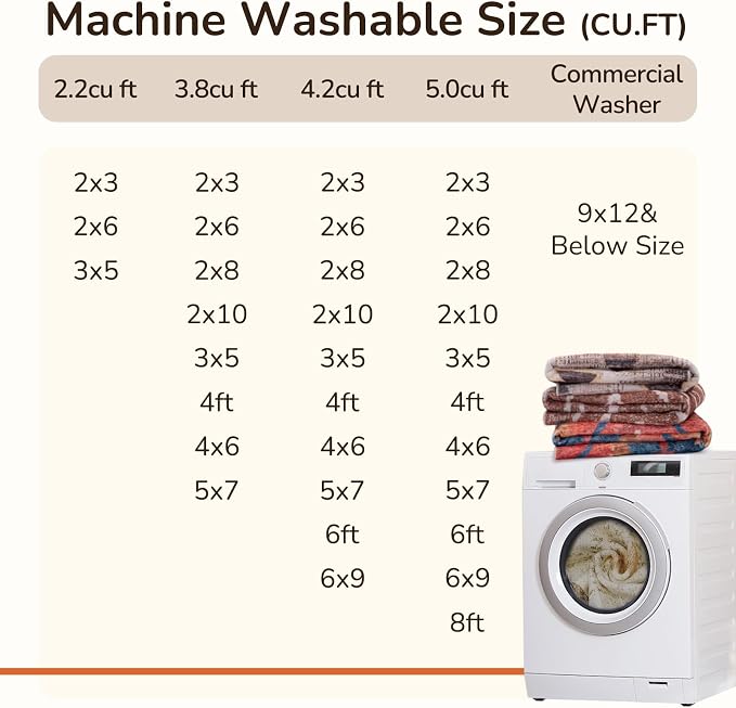 Area Rug 2x6 Rug Machine Washable Non-Slip Low Pile Print Pattern Western Rug - Image 4