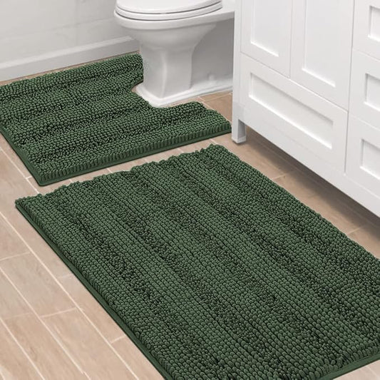 H.VERSAILTEX Bathroom Rugs Bath Rug Set 2 Piece Bathroom Contour Rug Toilet Mat by HVERSAILTEX