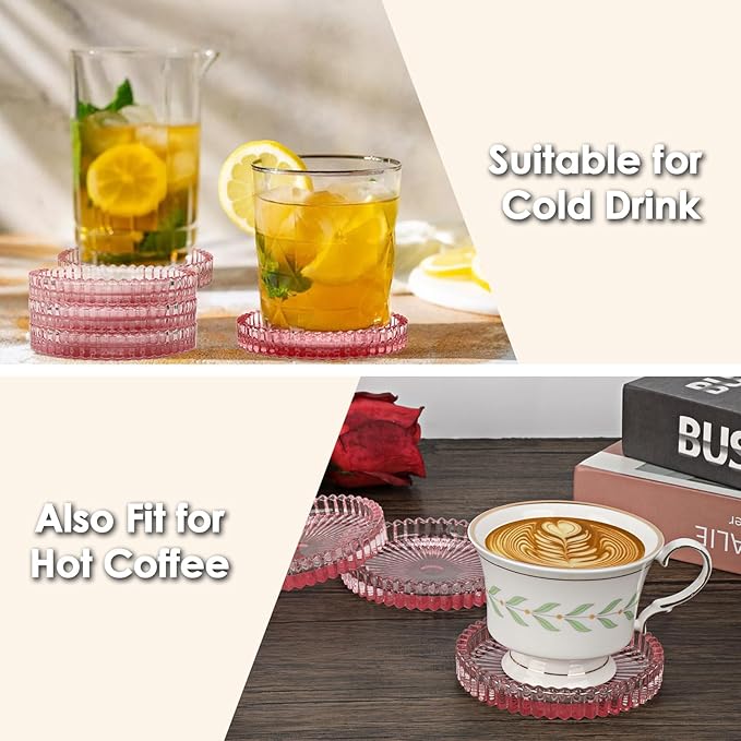 Modern Clear Coaster Set of 5- Glass Coasters - Image 5