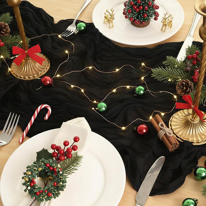 1 Pack Black Cheesecloth Table Runner 120 Inch Boho Wedding Decor | Cheesecloth - Image 5