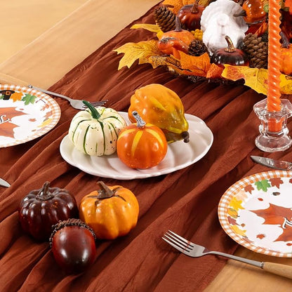 DeZerlor Terracotta Cheesecloth Table Runners 12 Pack Fall Runners | 120Inch - Image 3