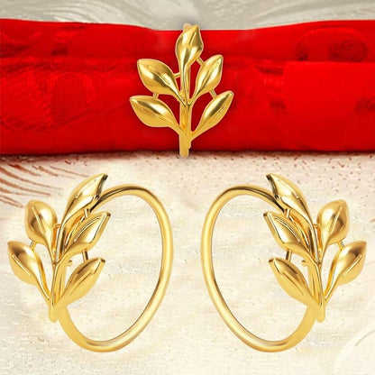 KPOSIYA Set of 200 Leaf Napkin Rings Metal Gold Napkin Holder Table Napkin Rings - Image 6