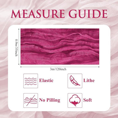 Cheesecloth Table Runner 10FT 2Pcs Fuchsia Boho Gauze Rustic Sheer Runners | - Image 2