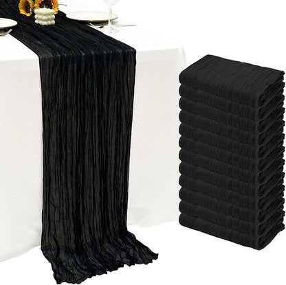 12Pack Black Cheesecloth Table Runner 20 x 120 inch Gauze Table Runners | Boho by Seveups