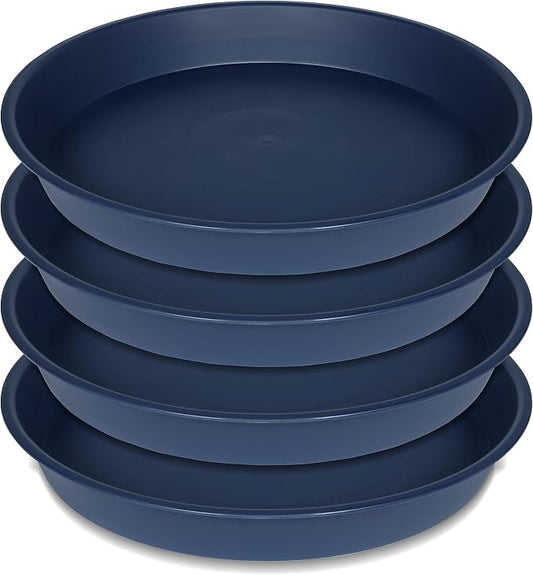 4 Pack of 18 19 inch Plant Saucer Drip Tray, Heavy Duty Deep Plant Saucers by Bleuhome
