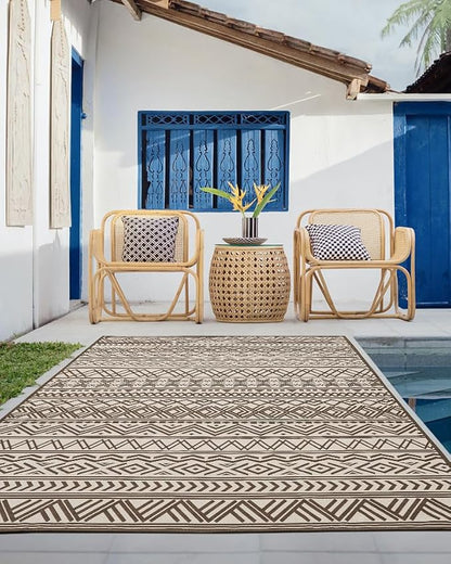 Outdoor Rug Carpet 9x12 ft, Flatweave Textured Outdoor Patio Rug Non Slip - Image 4