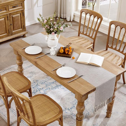Cotton Linen Table Runner, 13x108 Inch Coffee - Image 6