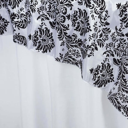Efavormart Black Damask Flocking Square Tablecloth Overlay 90"x90" Square - Image 2