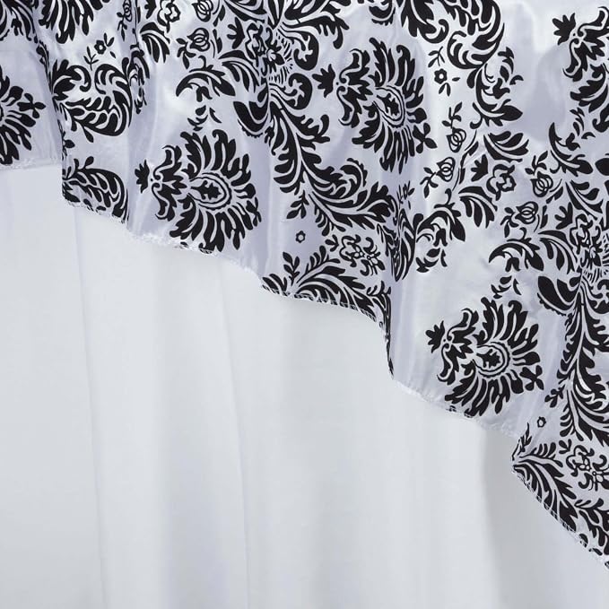 Efavormart 5pcs Black Damask Flocking Square Tablecloth Overlay 60"x60" Square - Image 3