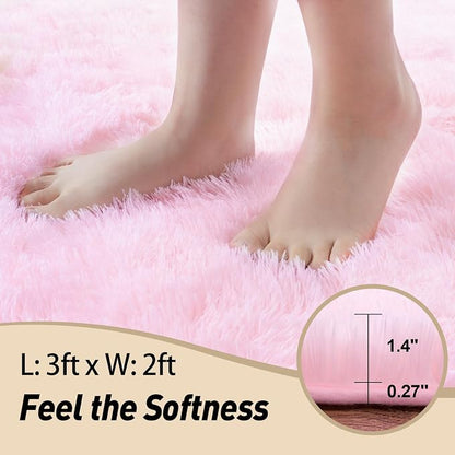 Mugorn Pink Fluffy Soft Rugs for Girls Bedroom, 4x6 Ft Shaggy Area Rugs for - Image 4