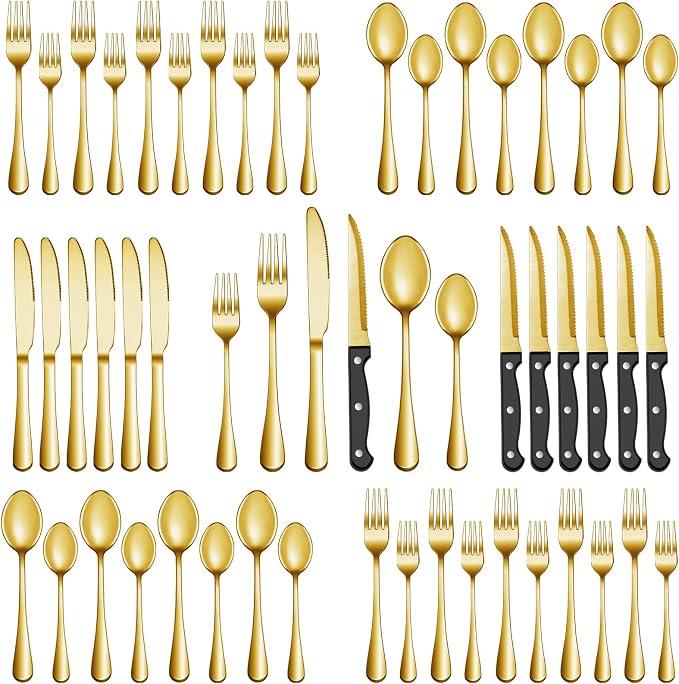 72 Pcs Gold Silverware Set by MUTNITT