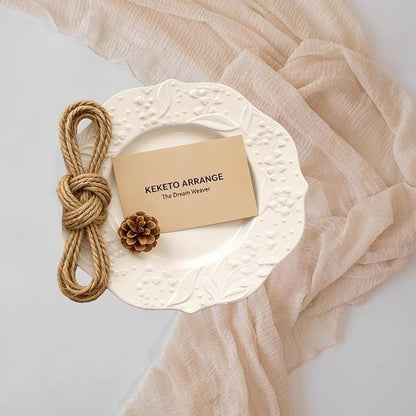 3Pcs Light Beige Cheesecloth Table Runner 120 Inches - Image 5