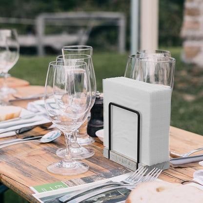 Wican Napkin Holder for Table, Wood Iron Standing Napkin Dispenser | Dining - Image 4