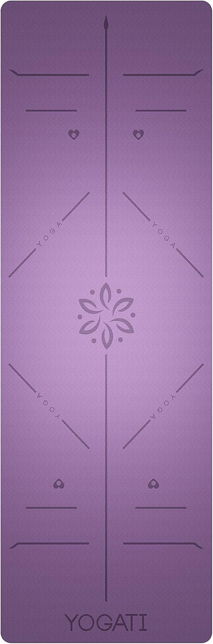 YOGATI® Yoga Mat with Strap with Alignment Lines. Home Workout Mat - Image 2