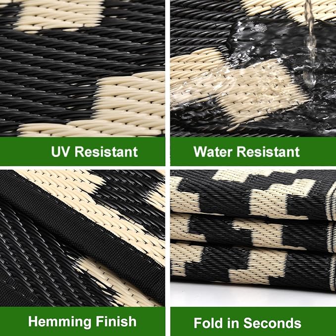 RURALITY Outdoor Rugs 5x8 Feet for Patios Clearance, Plastic Straw Waterproof - Image 4